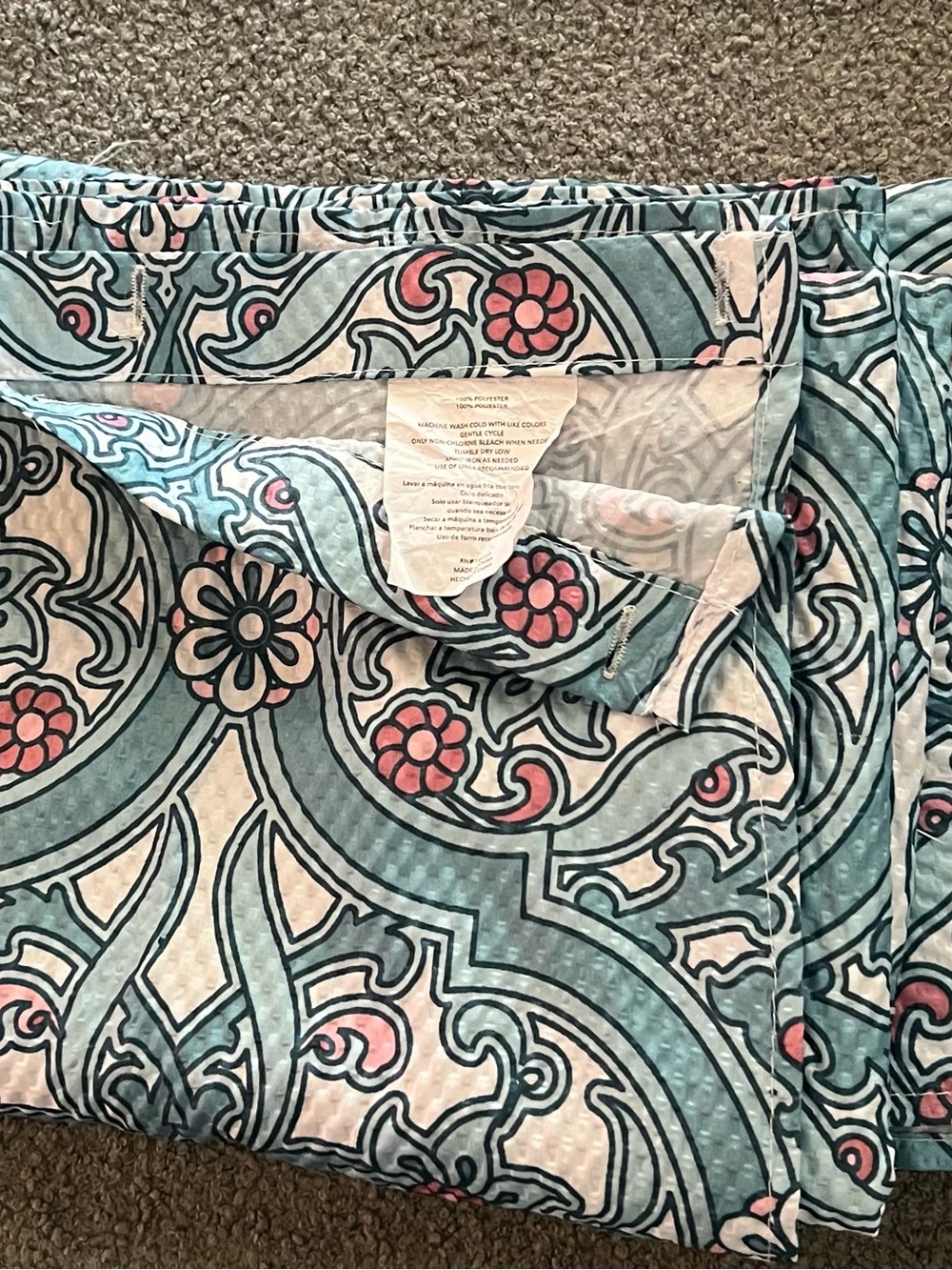 Lot 2 Mandi Aqua Embossed Silky feeling Fabric Shower Curtains